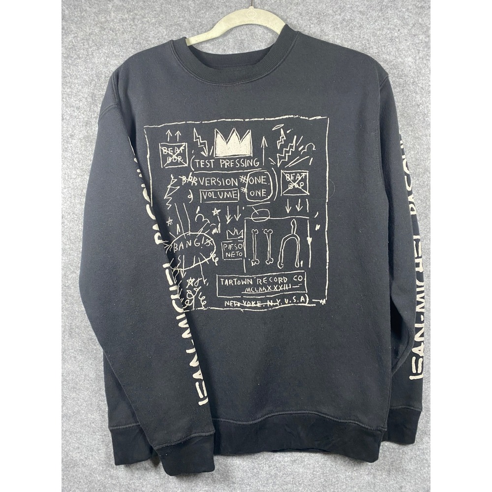 Jean-Michel Basquiat Sweatshirt Mens Small Black Graphic Art Goodie Two Sleeves